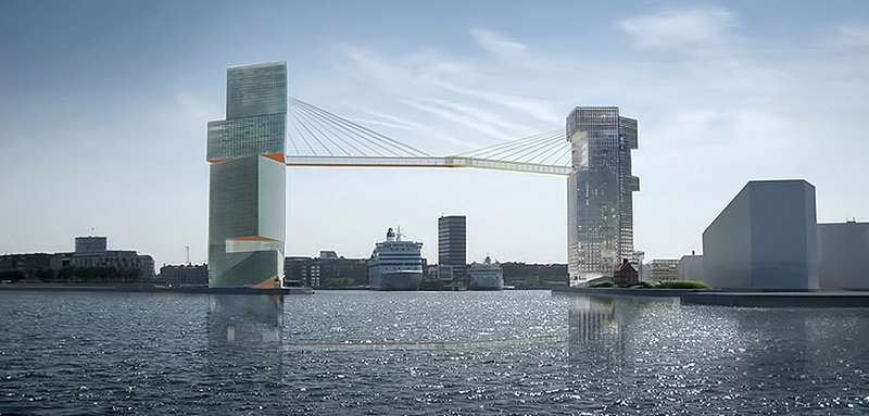 Illustration for article titled Copenhague construirá una pasarela para ciclistas suspendida a 65m de altura